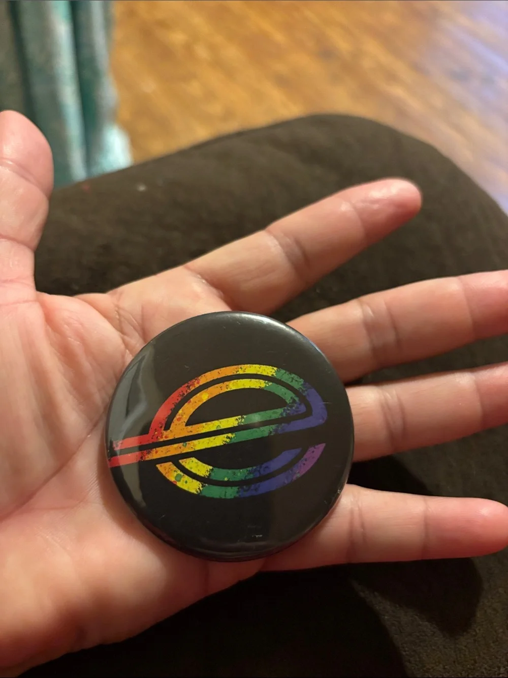 Rainbow Circle Emblem Brooch Pin - Multi